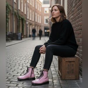 NWOT. Dr. Martens 1460 Pale Pink Leather Boots.